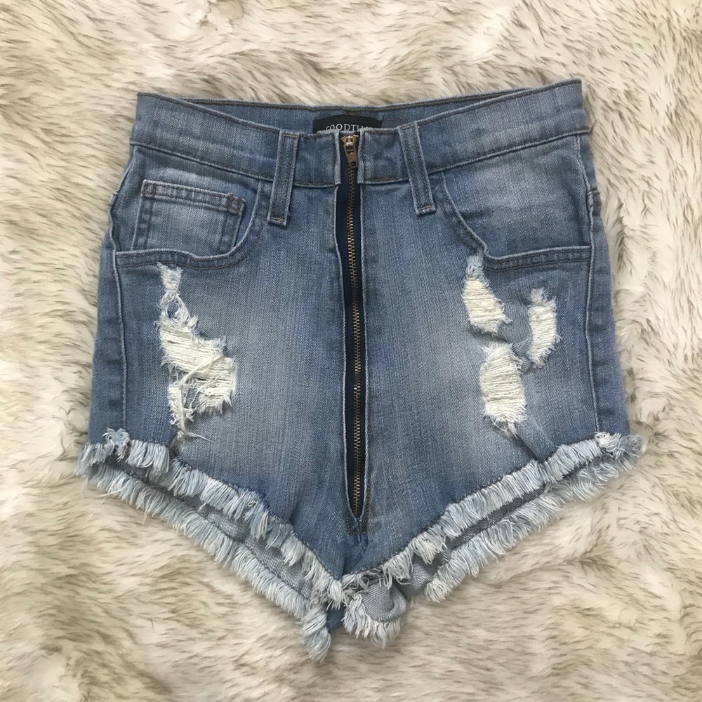 Distressed high waisted shorts